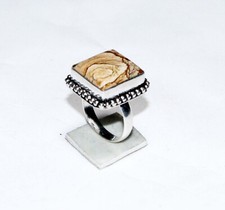 Crazy Lace Agate Gemstone Square Shape Handmade Ring Jewelry Size 6.5 Inches