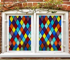 3D Color Brick ZHU025 Window Film Print Sticker Cling Stained Glass UV Zoe