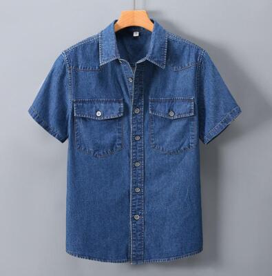Men's Denim Shirt Half-sleeve Jacket Slim Fit Lapel Short Sleeve