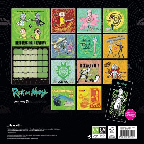 Kalender 2025 Rick and Morty Monat zur Ansicht quadratischer Kalender offizielles Produkt - Bild 5 von 9
