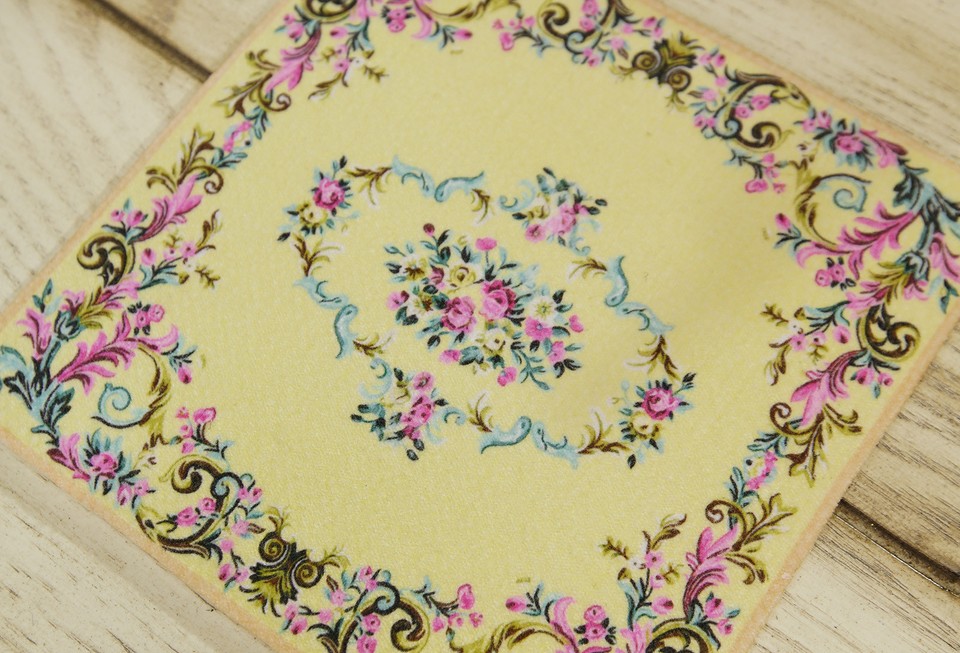 French Countryside Swirls Floral Dollhouse 112 Miniature Light Yellow