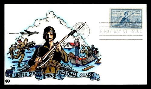 1017 3c Stamp (1953) THE NATIONAL GUARD FDC HD/HP FROM ROSS M. KNOBLE !!!