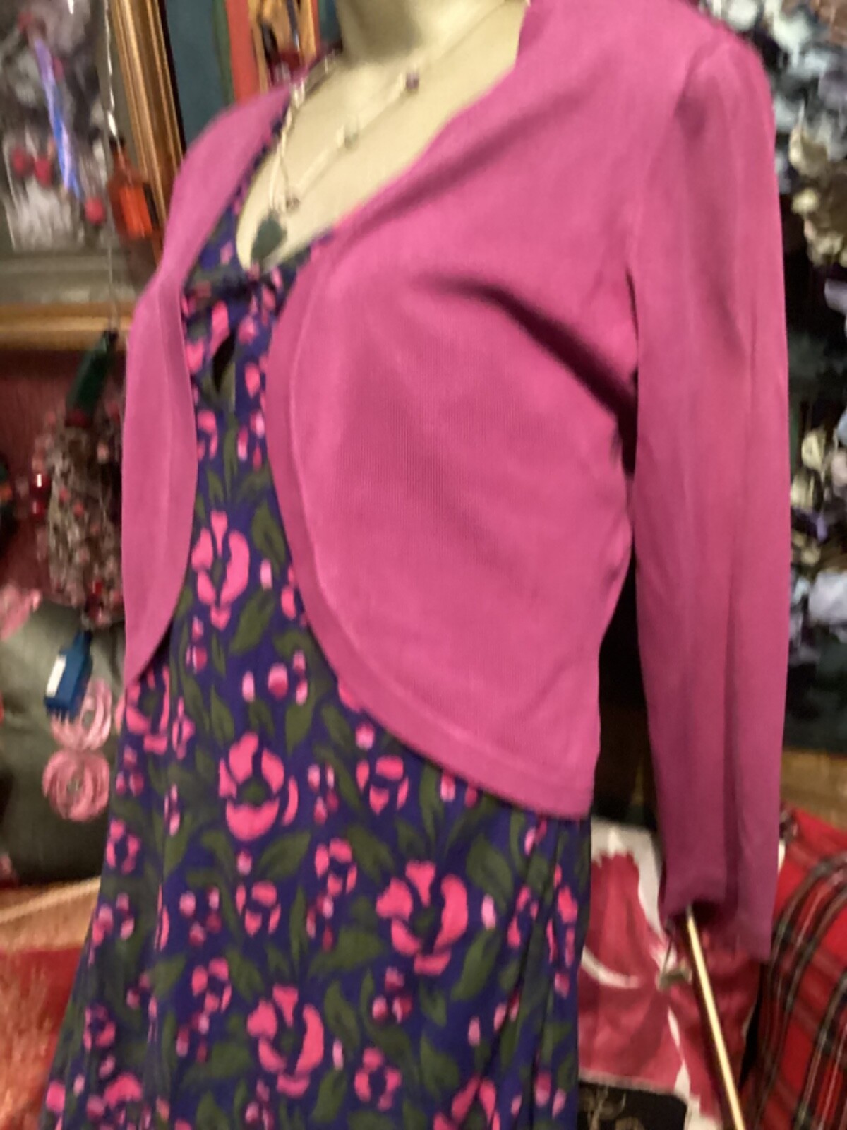 LOVELY MAXI FLORAL EAST DRESS,sz10 LINED, FLOATY, AND HOBBS SHRUG