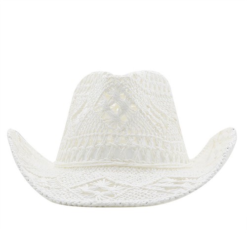 Hollow Cowboy Summer Hat Handwoven Natural Straw Breathable Jazz Top Hat - Picture 13 of 23
