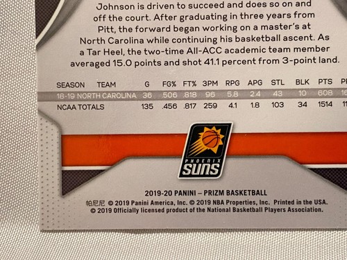 2019-20 Panini Silver Prizm Cameron Johnson Phoenix Suns Rookie RC #257 - Picture 12 of 14