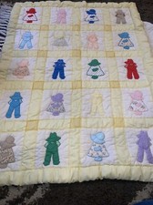 Handcrafted Sunbonnet Sue Overall Andy Lap Or Crib Quilt 31 X 39 Beautiful