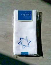 Hanukkah Sparkle Embroidered Napkins Set Of 4. 18"x18"