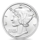 Scarce Mercury Dime Design 1 Troy Oz .999 Fine Silver Bullion Round Medal NR