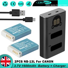 2x NB-13L Battery + Charger For Canon PowerShot SX730 HS G5X Mark II G7X G9X G1X