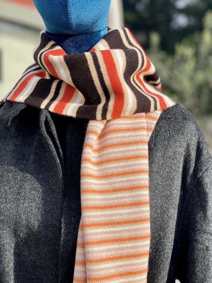 【関税＆送料込み】Marni Striped Scarf Striped wool-blend scarf in red - Marni | Mytheresa