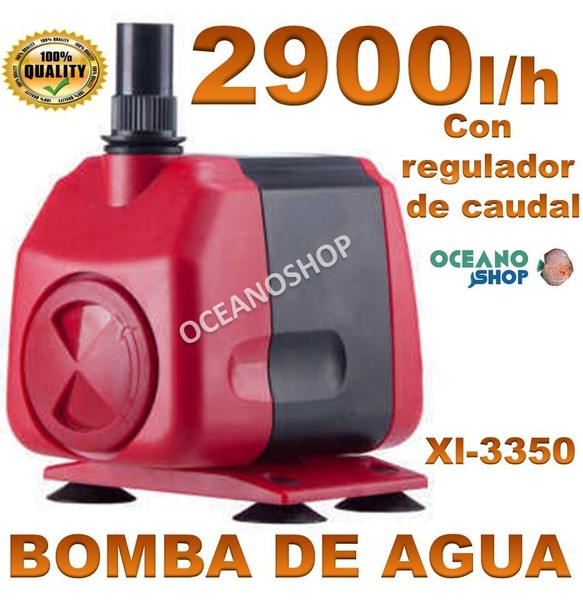 BOMBA AGUA SUMERGIBLE de 2900L/H 50W CAUDAL REGULABLE ACUARIO FUENTE ESTANQUE