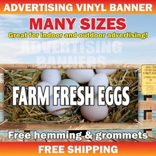 FARM FRESH EGGS Advertising Banner Vinyl Mesh Sign Chickens Farmers Fair Sale