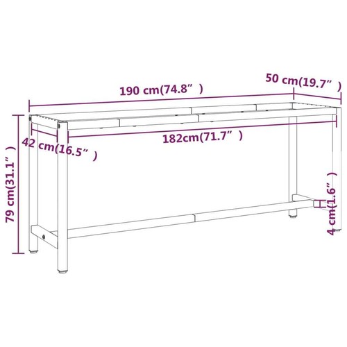 Work Bench Frame Matte Black Matte Red 190x50x79cm Metal - Picture 8 of 9