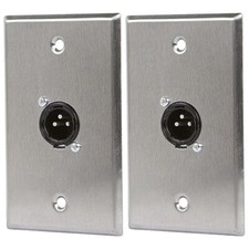 2x XLR Audio Socket Wall Plate 3 Pin Male Connector 1 Port Zinc Alloy Wall Plate