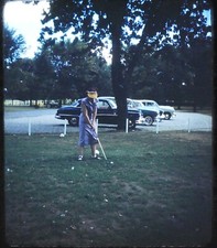 13x Stereo realist vintage slides Glass mounted people playing golf etc.