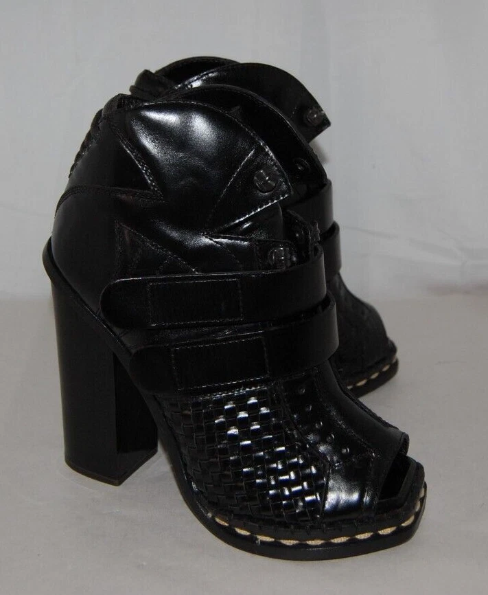 37/US6.5❤️$1055 Proenza Schouler Negro Cuero Tacones Altos Botines Botín Foto 2 de 4