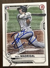 NICK MADRIGAL Signed 2021 Bowman Baseball Card #77 White Sox Cubs Rookie AUTO