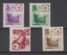 SPAIN ESPAÑA 1949 SET NUEVO MINT MNH EDIFIL 1066-69 SCOTT RA28-29,RAB2,RAC10