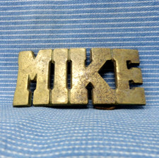 MIKE Belt Buckle Iconic 80s Cut Out Brass Name Vtg Baron Taiwan     .GTA582