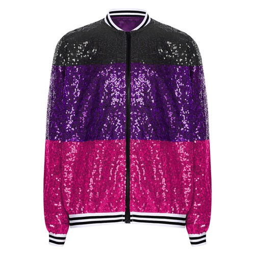 Kid Girls Jacket Color Block Outerwear Glittery Coat Does Not Irritate Sequin - Picture 70 of 87