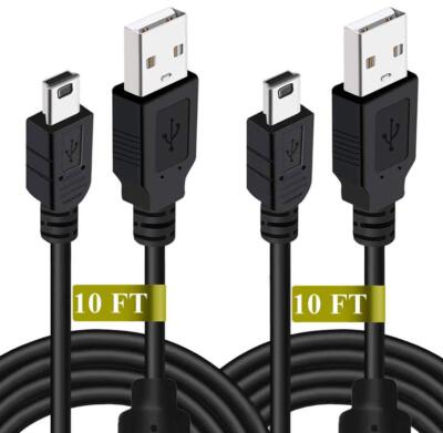 2 Pack 10Ft PS3 Controller Charging Cable Mini USB Data Charging Cord for PS3
