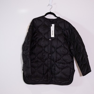 NEW Babaton Aritzia Evergreen Quilted Lightweight Button Oversized Jacket Black