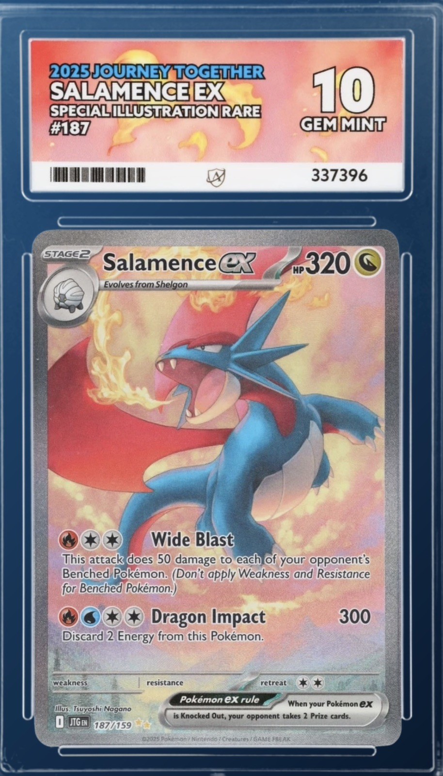 2025 Journey Together Salamence ex 187/159 SIR Gem Mint 10 Graded Pokemon Card