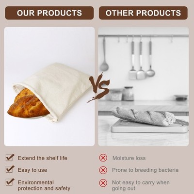 Multipurpose Bread Storage Bag Reusable Cotton Drawstring Bakery Organizers