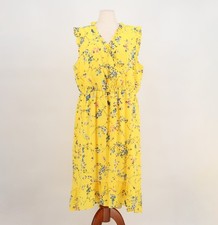 LOFT Floral Sleeveless Ruffle Yellow Dress Size 22
