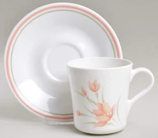 Corning Corelle Peach Floral  Cup & Saucer 88744
