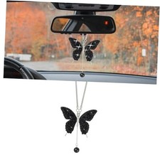Bling Butterfly Diamond Car Accessories, Crystal Car Rear View Mirror Black