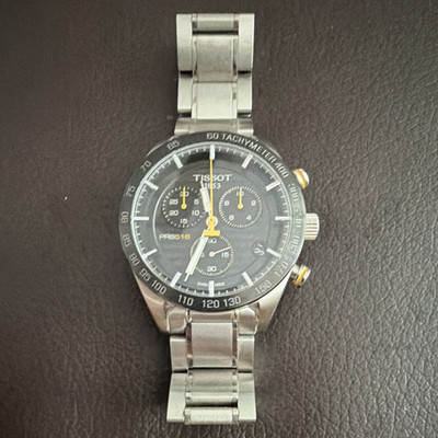 Tissot PRS 516 Quartz Chronograph Black Dial Tachymeter Steel Bracelet 100m
