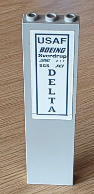 Lego 2 x Stein 1x3x5 alt hellgrau 3755pb06 Baustein Sticker DELTA Zubehör 7469