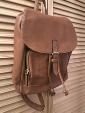 Faux Leather Brown Backpack Purse Drawstring Closure Adjustable Straps Large 