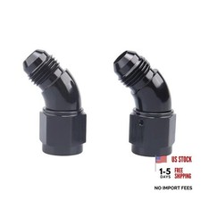 45 Degree -6 AN Male to Female Swivel Union Full 6AN-2PCS Black - 45 Degree