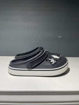 Crocs Junior Kinder Off Court Clogs Größe 2 UK schwarz weiß