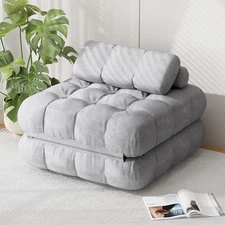Folding Futon Sofa Bed, Single Size Convertible Sleeper Chair Bed with Pillow...