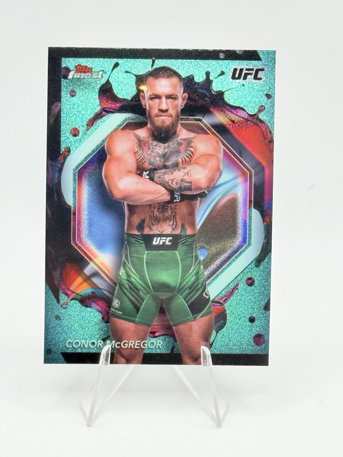 2024 Topps Finest UFC Rare Conor McGregor #201 Aqua Glitter Refractor