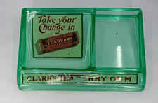 RARE Clark's Teaberry Gum Counter Display Vaseline Uranium Glass
