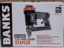 BANKS 20 Gauge 7/16 in. Wide Crown Stapler #58222 Pneumatic Nail Gun