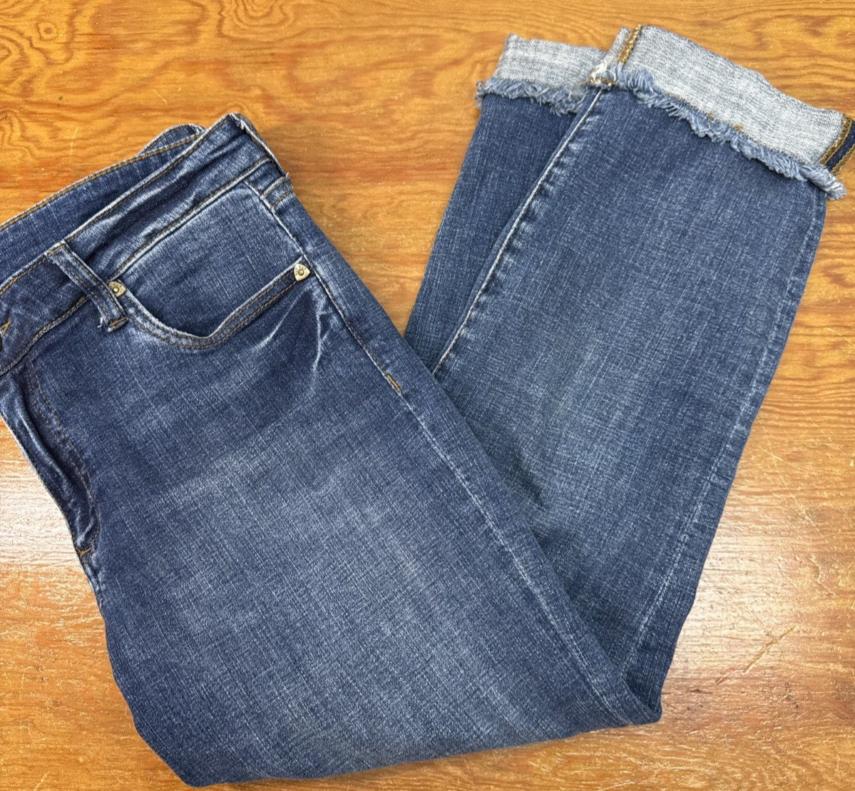 Kut From The Kloth Jeans Womens 10 Blue AMY Crop Straight Leg Dark Wash Denim