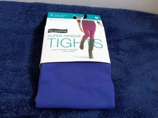 New No Nonsense Super Opaque Control Top Tights,Medium,Blue Shock Color