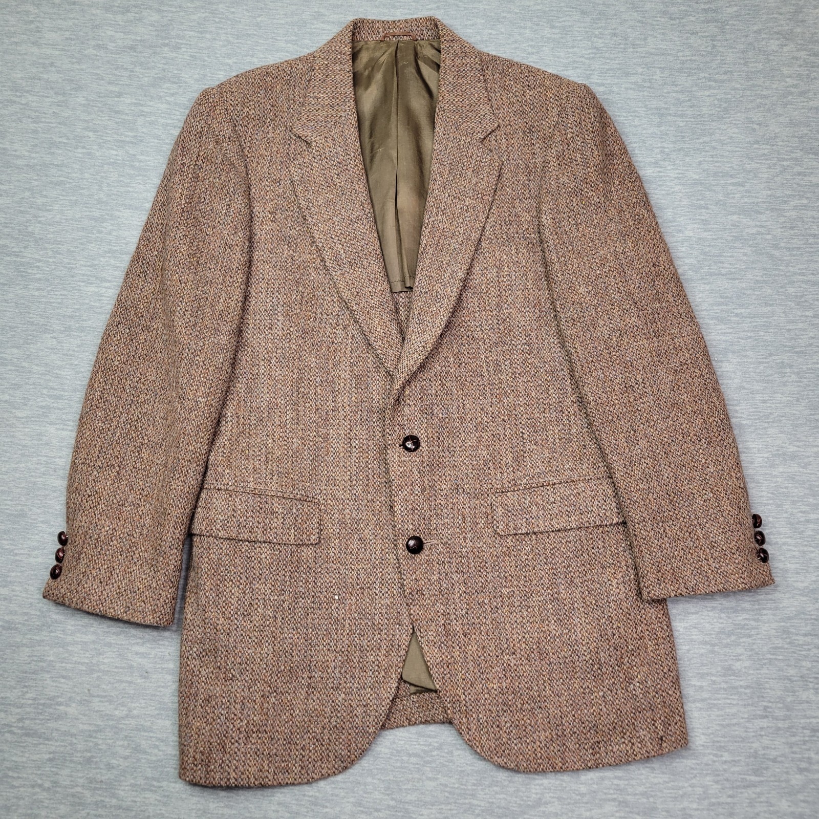 Vintage Harris Tweed Sport Coat Mens 40L Wool Blazer Dark Academia *Holes