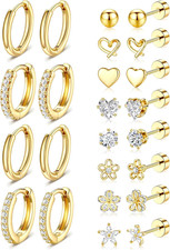 Hypoallergenic Gold Stud Earrings for Women - 14K Gold Plated Surgical Stainless