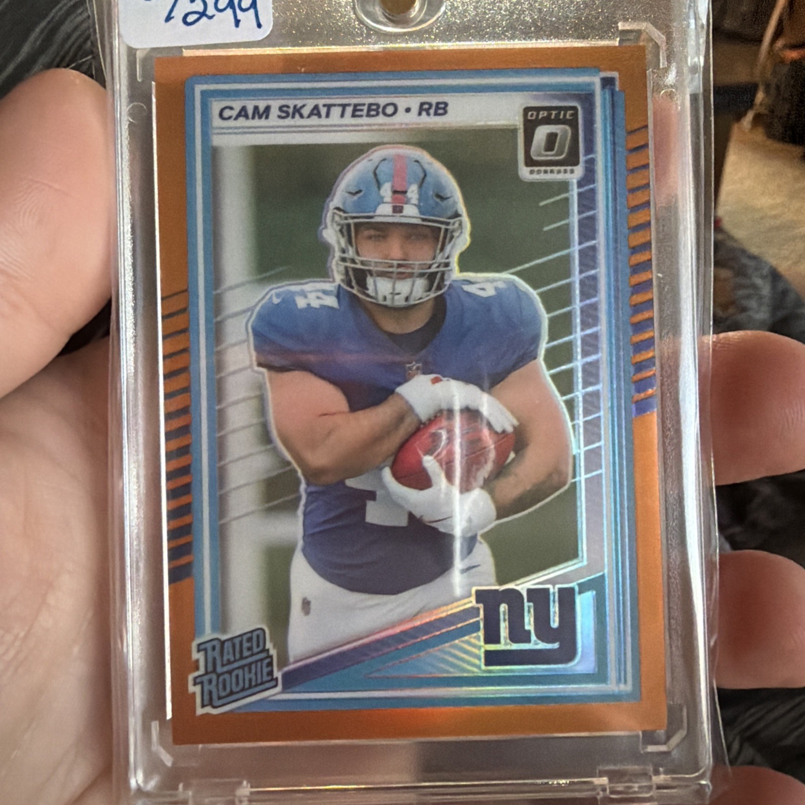 2025 Donruss Optic Cam Skattebo Rated Rookie /299 Orange Prizm #228 Giants