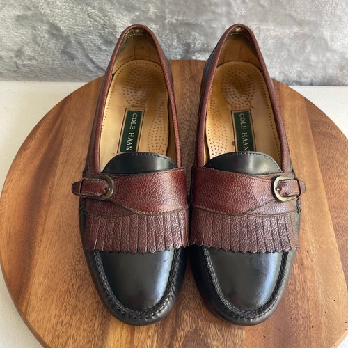 Cole Haan Loafers Mens 11 E Black Brown Leather Kiltie Buckle Detail - Picture 22 of 23