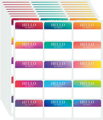#ad 345 Pcs Name Tags Rainbow Sticker Hello My is 345 packs Colorful $13.24