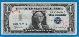 1935 $1 Silver Certificate Rare Double Date Note Blue Seal Crisp VF Nice!