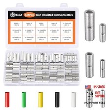 PCS-Red Copper Non Insulated Butt Connectors Kits with Heat Shrink,22-6 AWG 474