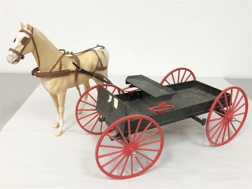 1960s MARX JOHNNY WEST WAGON SET AND HORSE LOT #A2